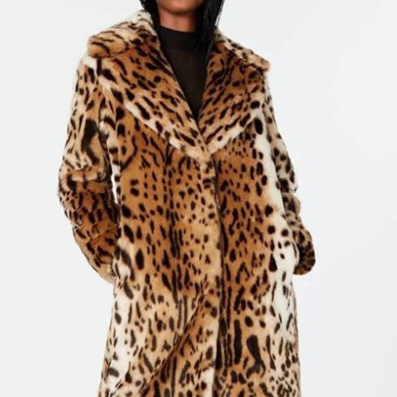 🐆Kendall & Kylie Faux-Fur Leopard Print Coat NWT Sz XL - Picture 2 of 13